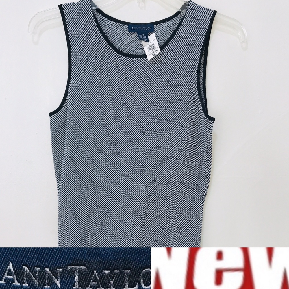 Ann Taylor Vest Sweater S XS Black White Doted